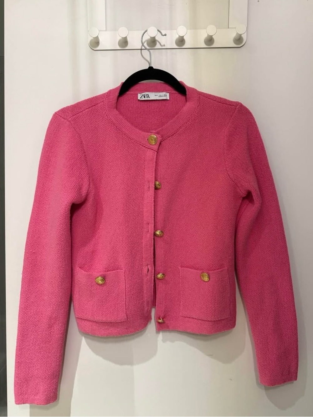Zara Pink Knit Button-Front Jacket